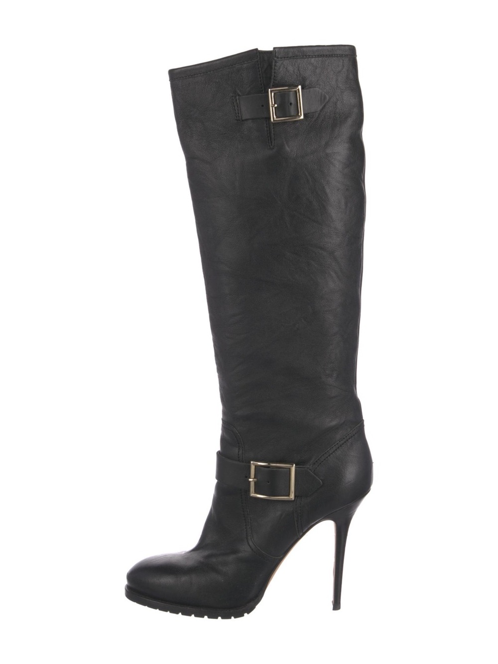 Jimmy Choo Galen knee-high black leather biker boots